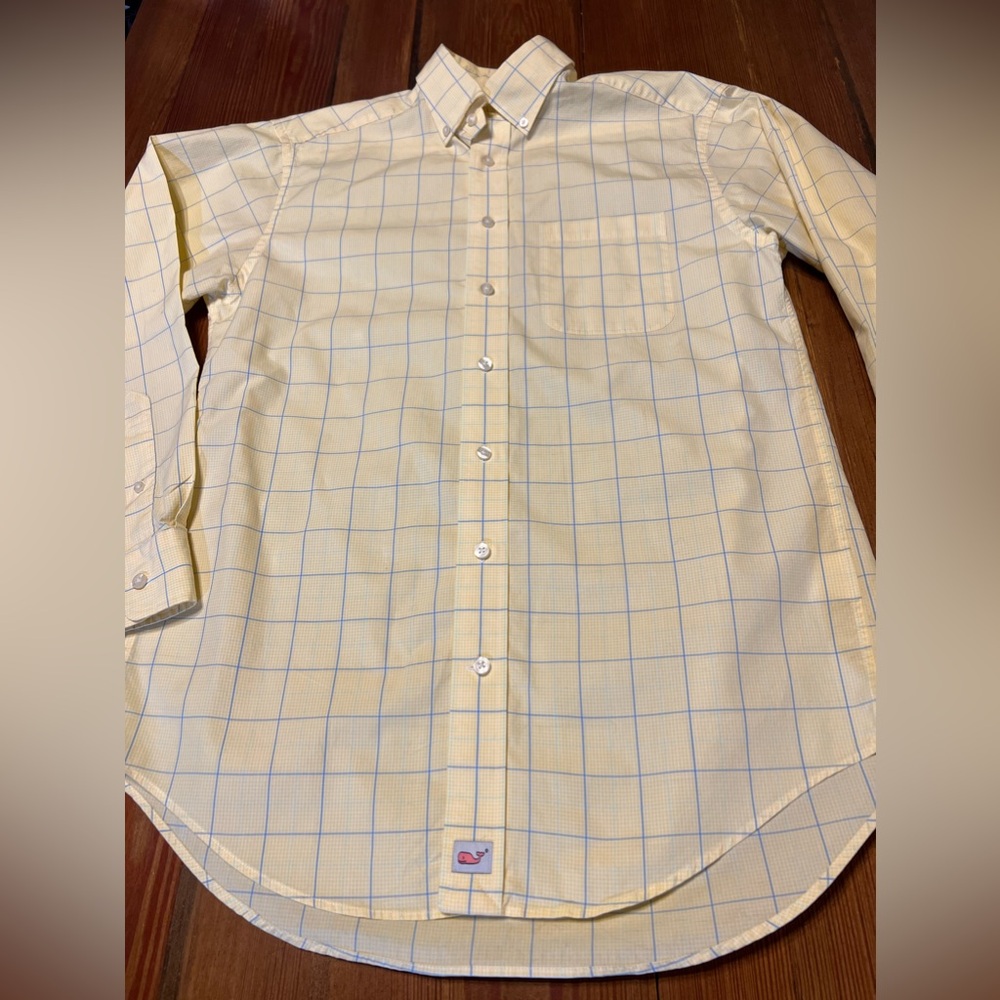 Vineyard Vines yellow and Blue Murray Button Down Shirt
